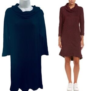 Nwt MICHAEL STARS + Evereve Sweatshirt Dress Black Mock Neck Knee Length